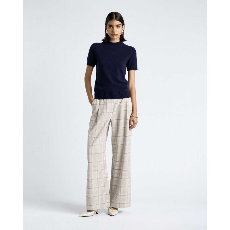 Cue Merino Cashmere Blend Mock Neck Short Sleeve Knit image number 3